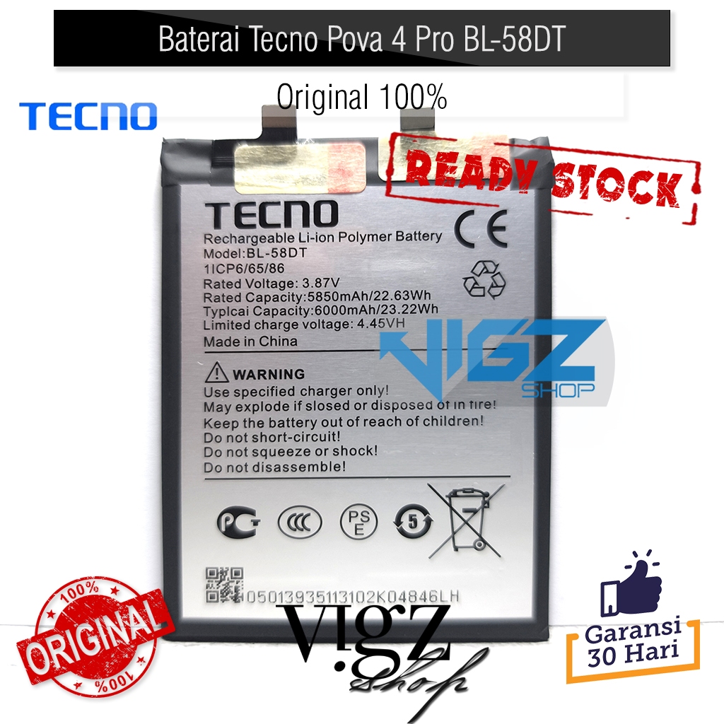 Baterai Tecno Pova 4 Pro BL-58DT Original 100%