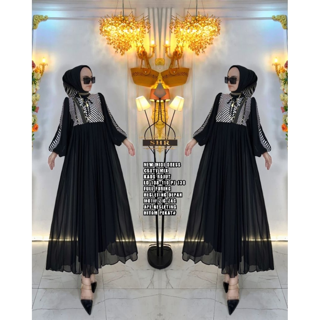 New MIDI dress ceruty mix rajut premium by SHR