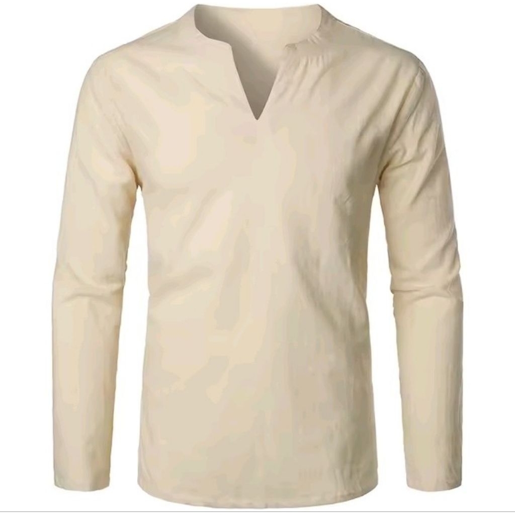 Baju Linen Pria santai Lengan Panjang Baju Pria Katun Linen Koko Linen Baju Casual Pria