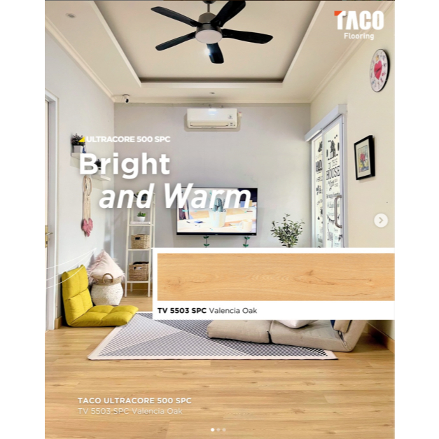 TACO lantai SPC 5mm motif kayu per 1 box (11 lembar/ 2,29 m2) - TV 5503 Valencia Oak