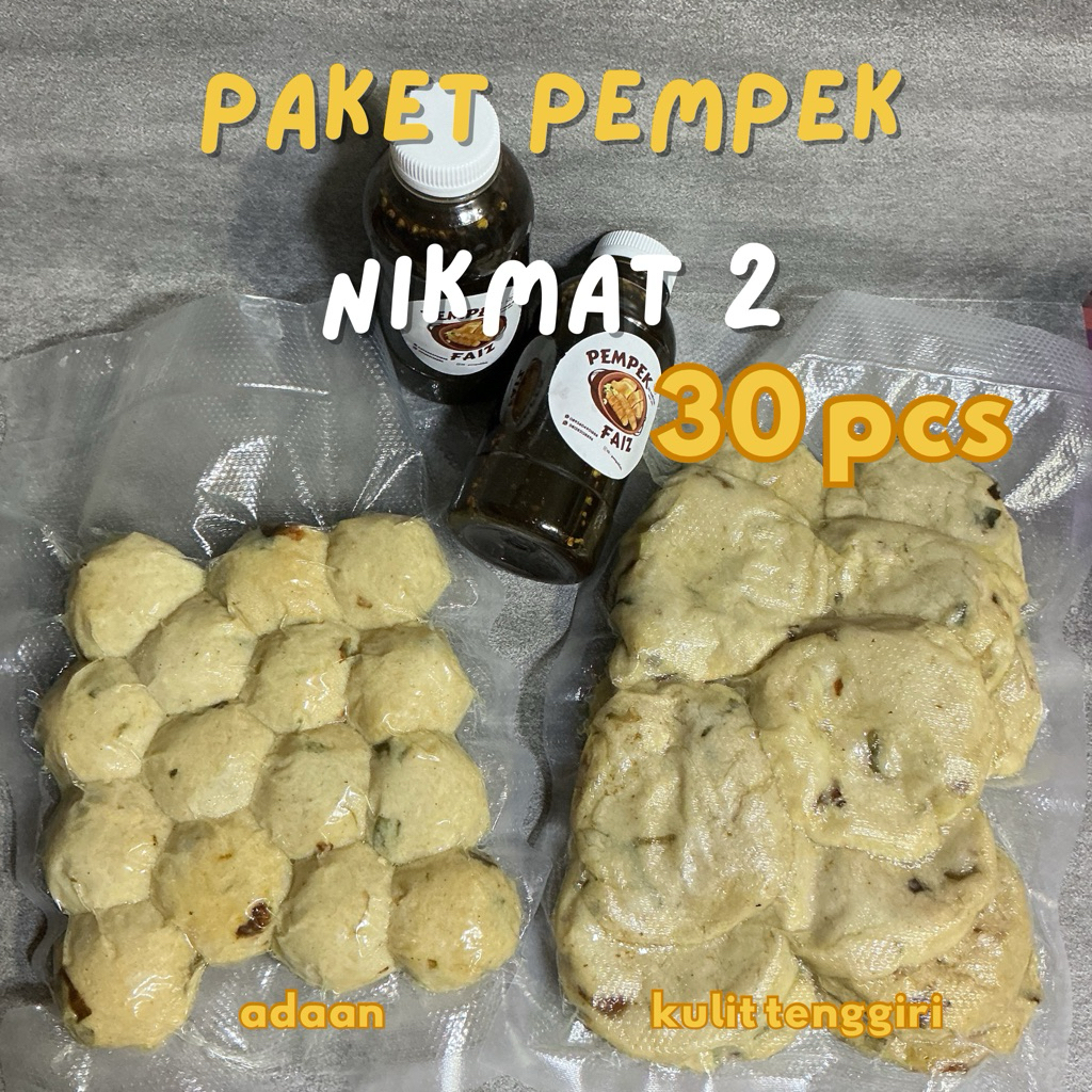 

Pempekfaiz- pempek isi 30pcs, adaan & kulit tenggiri + cuko 500ml pempek palembang asli / pempek frozen