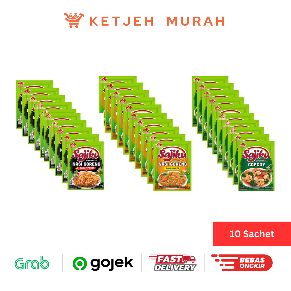 

Sajiku Bumbu Instan Praktis Nasi Goreng Rasa Ayam / Nasi Goreng Rasa Super Pedas / Capcay 1 Renteng isi 10 Sachet