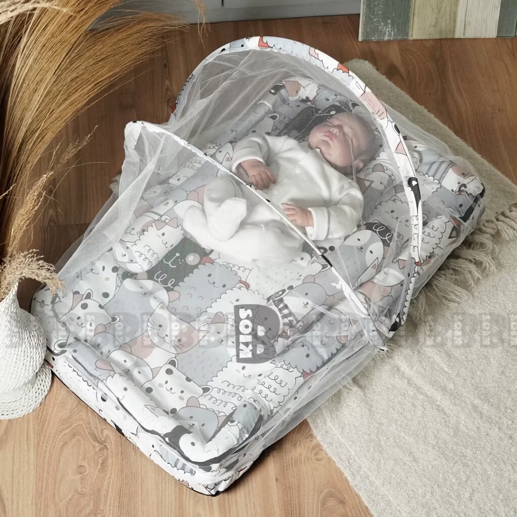 Kasur Kelambu Bayi Set | Kasur Bayi Lipat | Tempat Tidur Bayi