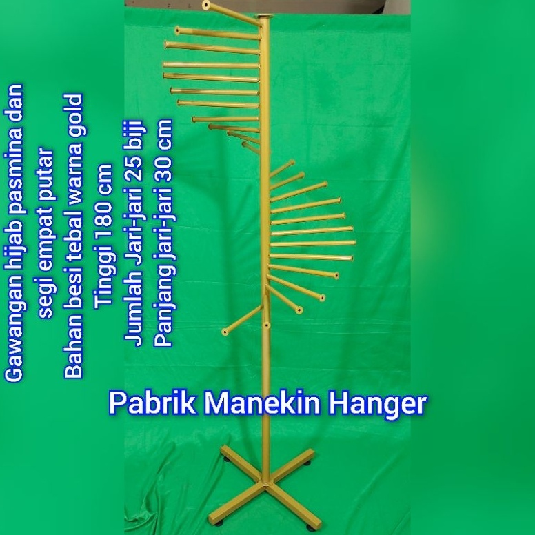 Terbaru Gantungan Kerudung hijab jilbab besi Gold putar premium Besi Tebal  gawang kerudung putar be