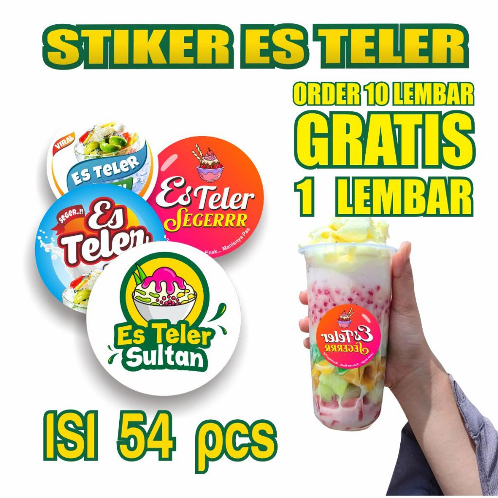 

Stiker Kemasan Es Teler isi 54 pcs es teler sultan es teler viral