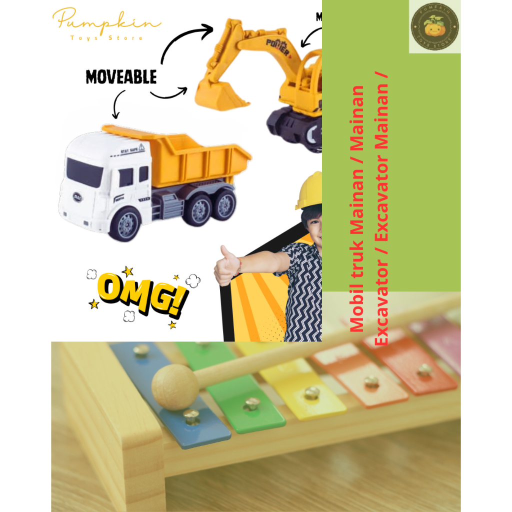 Mainan Edukasi /  Mainan Mobil Mobilan Anak / Mobil truk Mainan / Mainan Excavator / Excavator Maina