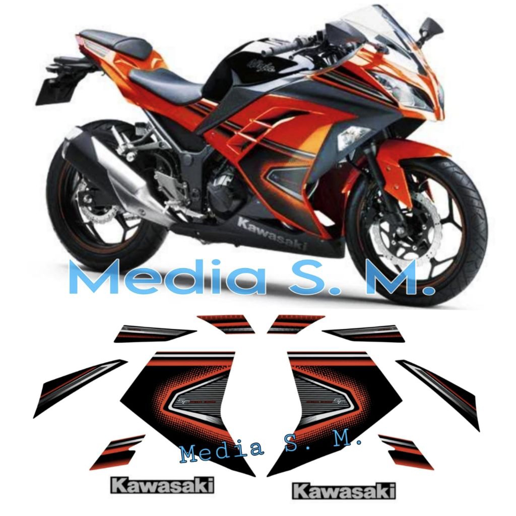 Stiker Striping Ninja 250fi Tahun 2014 ABS SE (Oren / Orange)