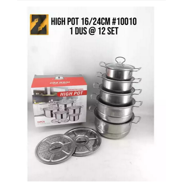 Panci Stainless Steel 4 Susun/ Panci Kukus Set Stainless Steel/ Dandang Stock Pot/ Panci Multifungsi