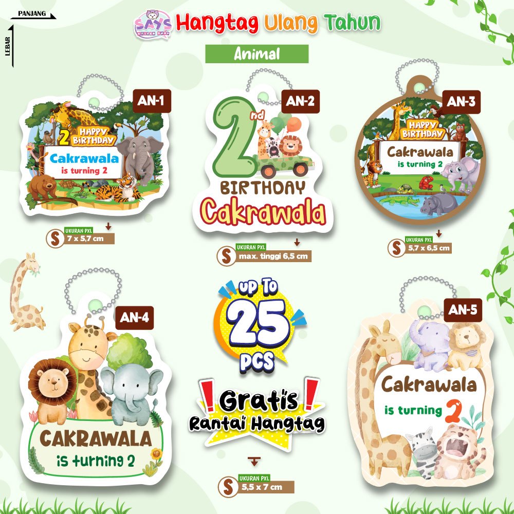 

Hang Tag Ulang Tahun Anak (Isi 25 Pcs) Gratis Rantai Biji Lada