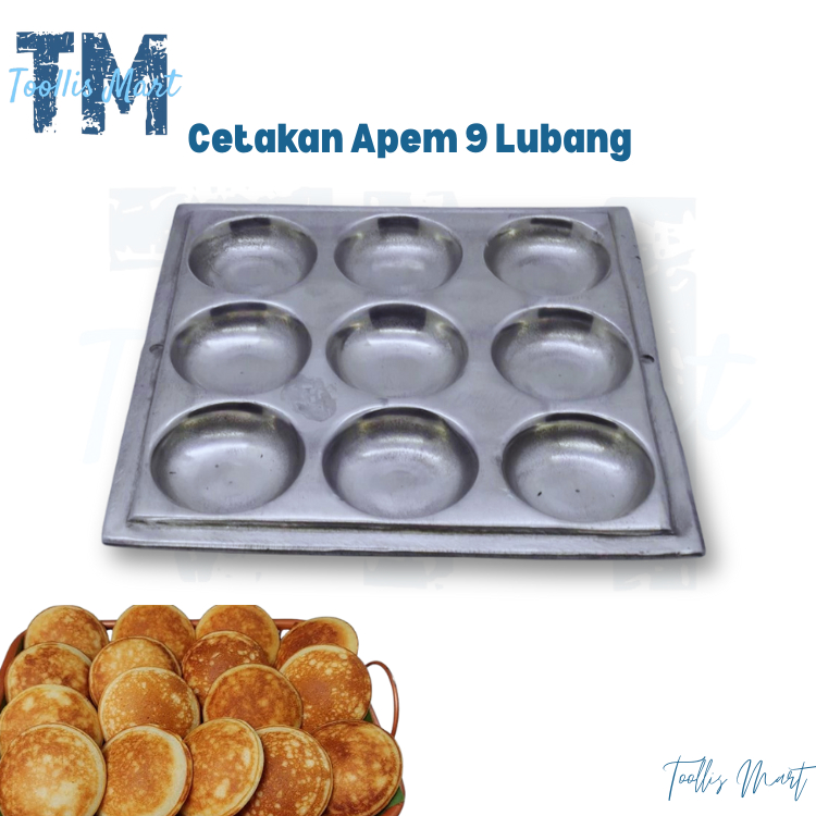 Cetakan Kue Apem 9 Lubang Cimin Maklor Cilor Telor Congkel Martabak Mini Bahan Aluminium Cor Anti Le