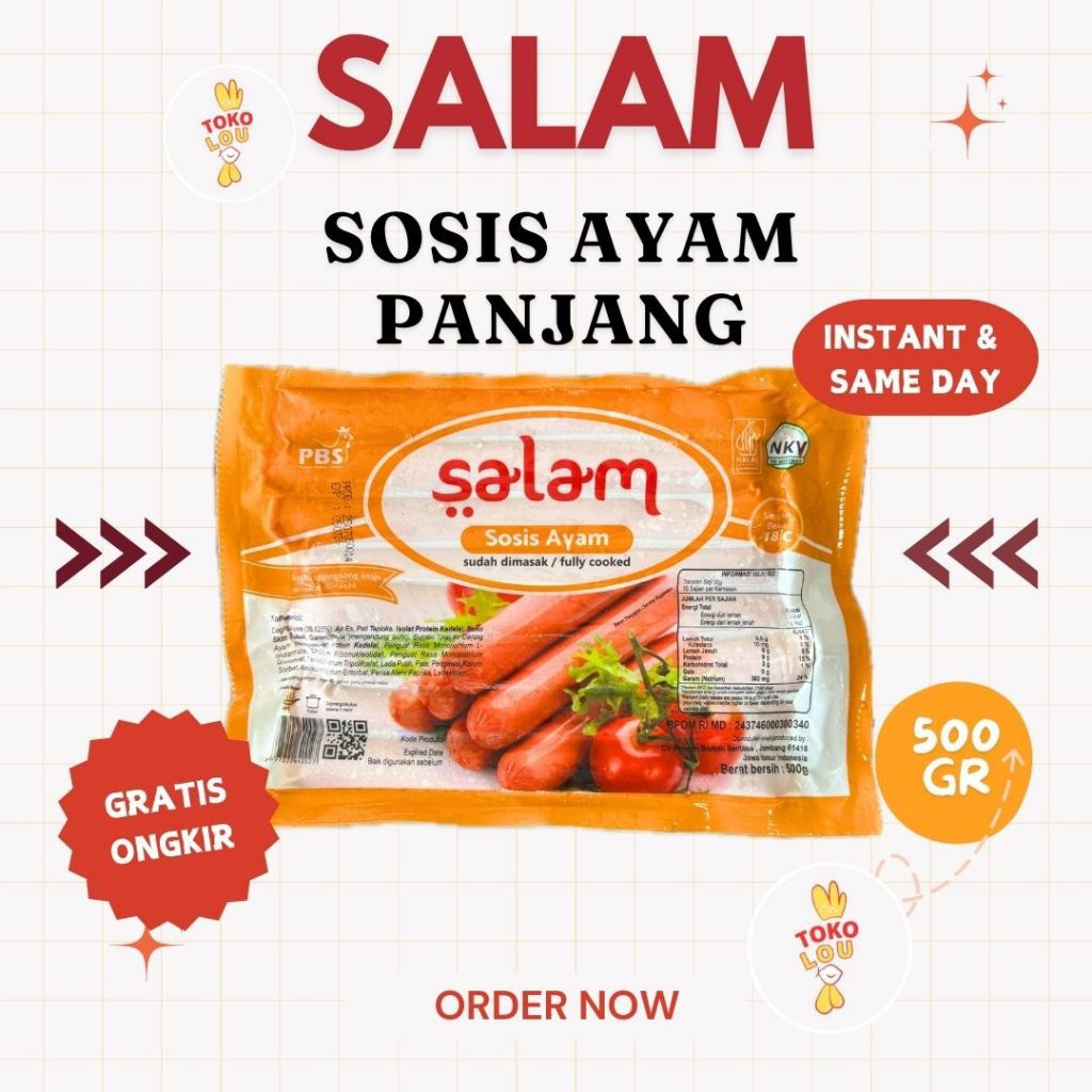 

SALAM SOSIS AYAM LONG 500GR ISI 15 | SOSIS SALAM PANJANG