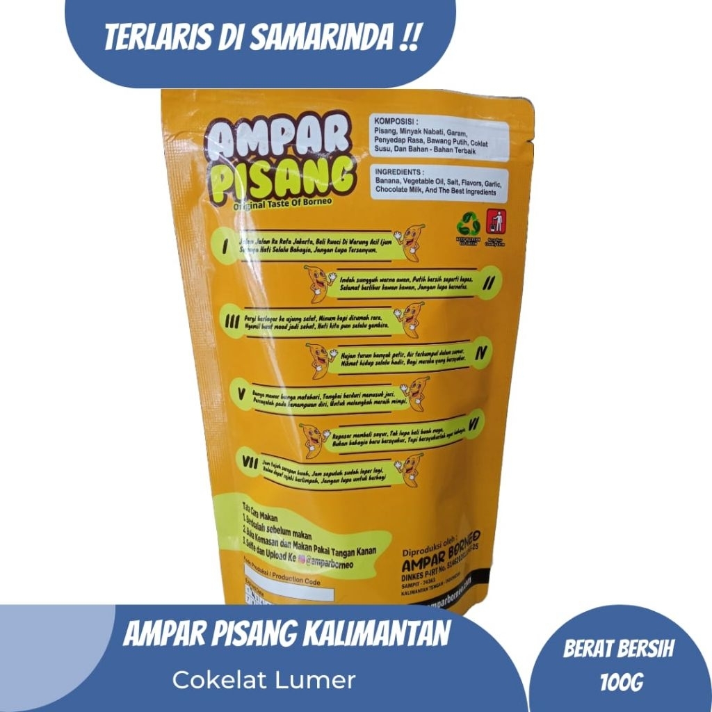 

AMPAR PISANG/COKLAT LUMER/SNACK MANIS/KHAS KALIMANTAN/100gr