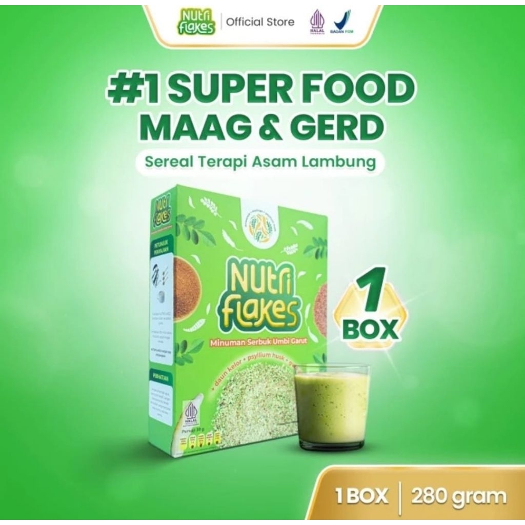 

Nutriflakes Sereal Umbi Garut Membantu Meredakan Asam Lambung Dan Maag Paket 1 Box - 1 Box