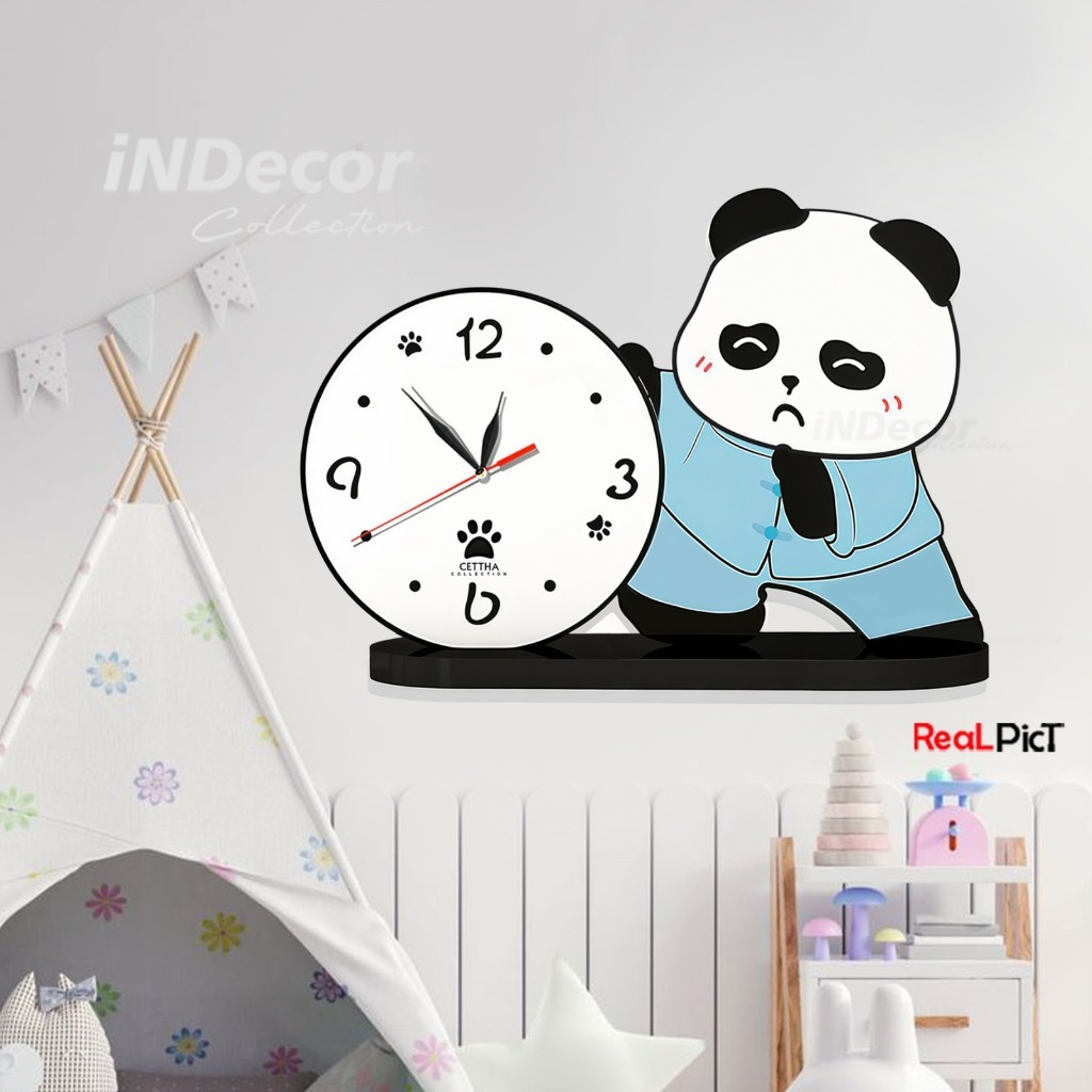 JAM DINDING UNIK KARAKTER PANDA / JAM DINDING KARAKTER LUCU / HIASAN DINDING KAMAR PANDA