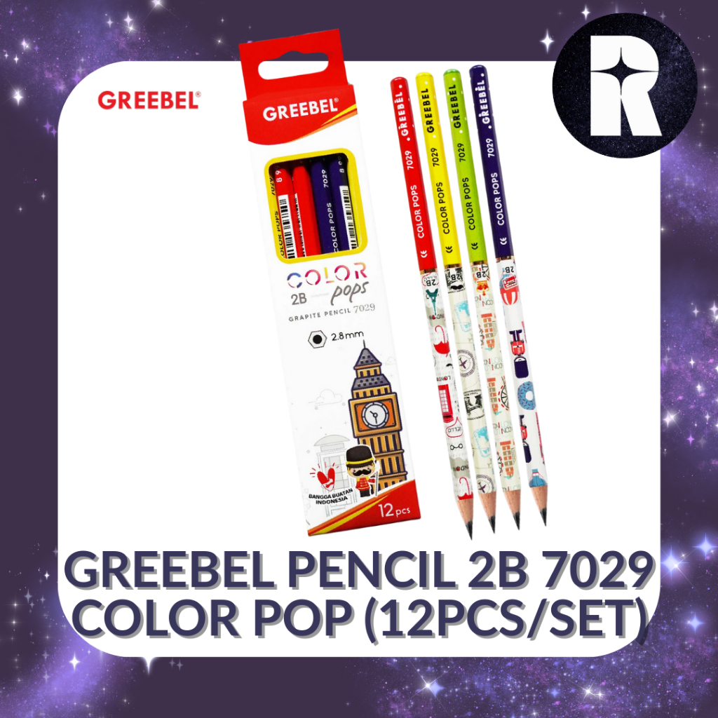 

GREEBEL PENCIL 2B 7029 COLOR POP/ PENSIL KAYU KARAKTER / GRAFIT (PCS)