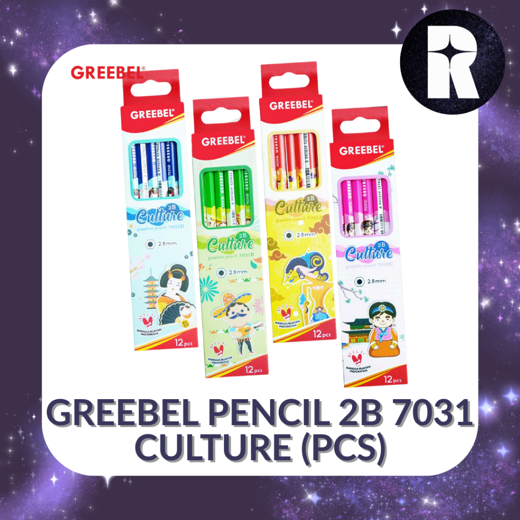 

GREEBEL PENCIL 2B 7031 CULTURE / PENSIL KAYU 2B KARAKTER LUCU (PCS)