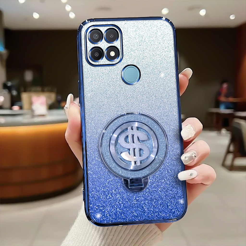 Case Kick Stand Oppo A15/A15s Softcase Glitter Luxury Premium Casing