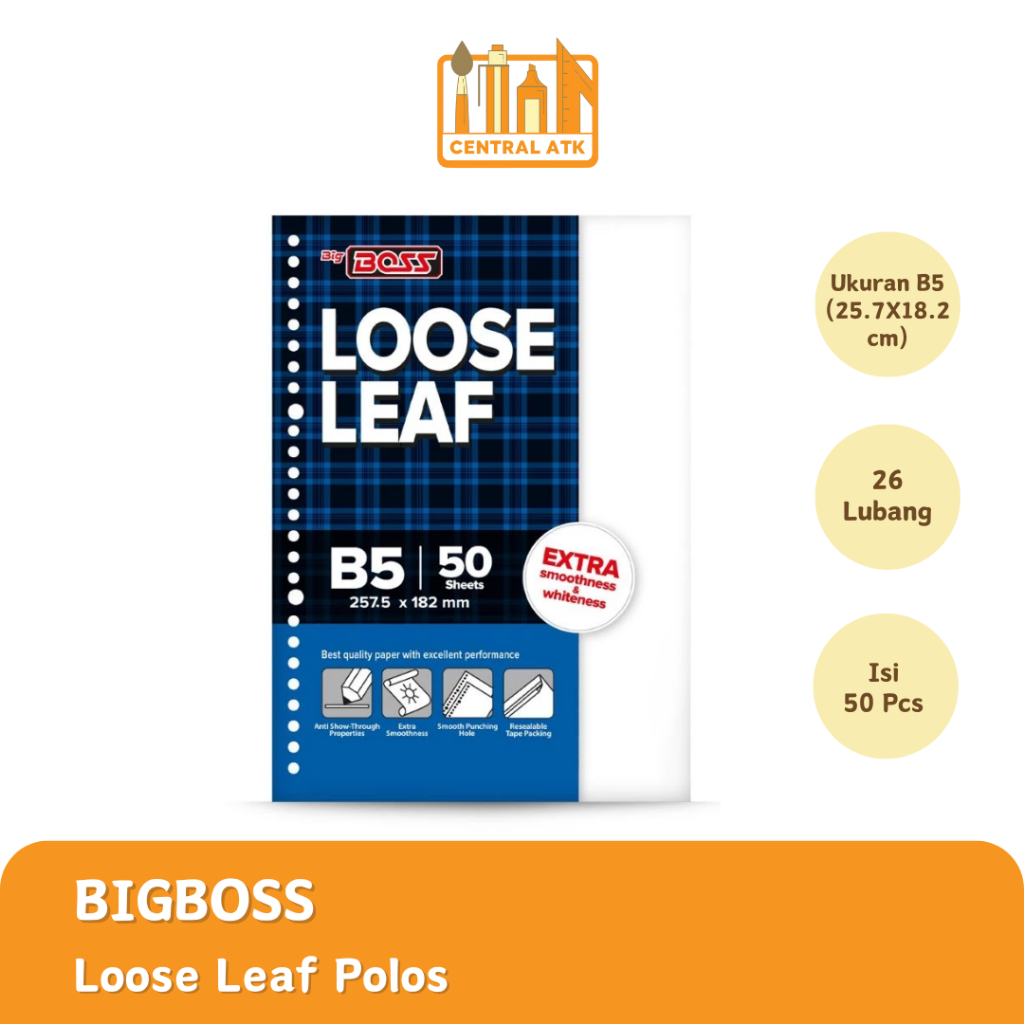 

LOOSE LEAF COLOR / KERTAS BINDER B5-50 BIG BOSS POLOS
