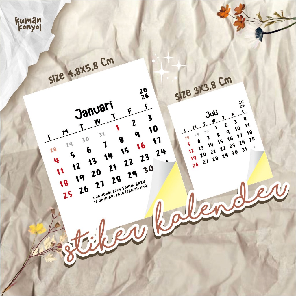 

2026 MINI CALENDAR BULLET JOURNAL ◼ KALENDER JURNAL AESTHETIC ◼ STIKER KALENDER ◼ KALENDER MINI ◼ KALENDER SKRAPBOOK
