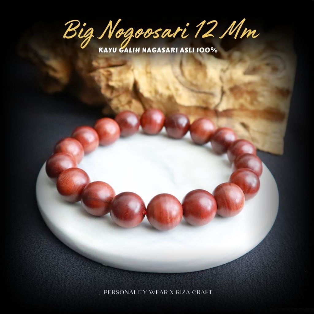 Gelang Kayu Galih Nagasari Nogosari ASLI Cirebon Merah ukuran Besar Jumbo 12mm Pria Wanita
