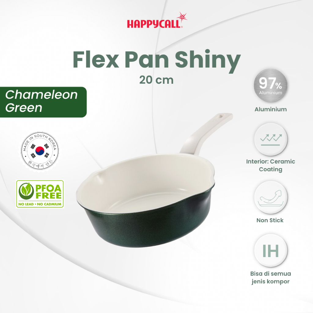 Happycall IH Flex Pan Shiny Chameleon Green 20 CM - Panci Anti Lengket Multifungsi Ceramic Coating