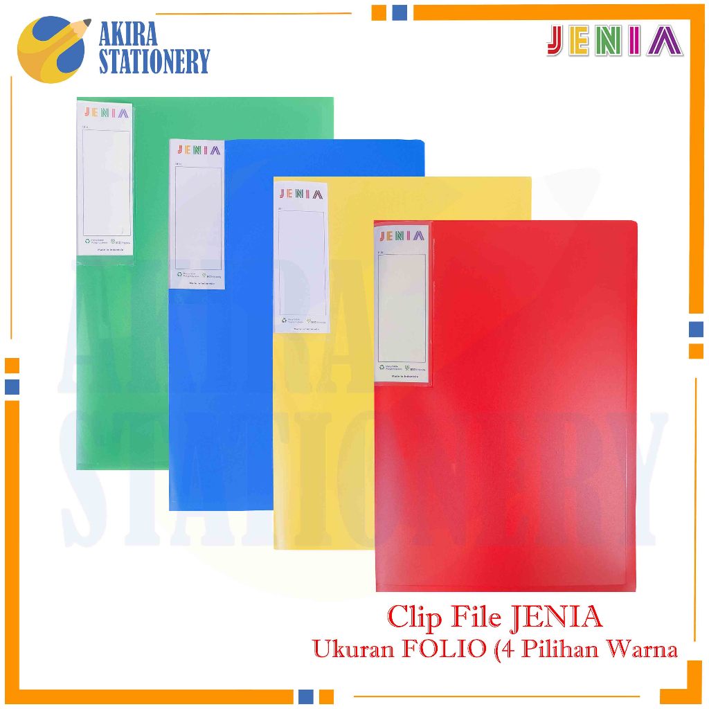 Klip File Polos Ukuran Folio / Map Plastic Clip File JENIA / Map Album Plastik Jepit Kertas Dokumen