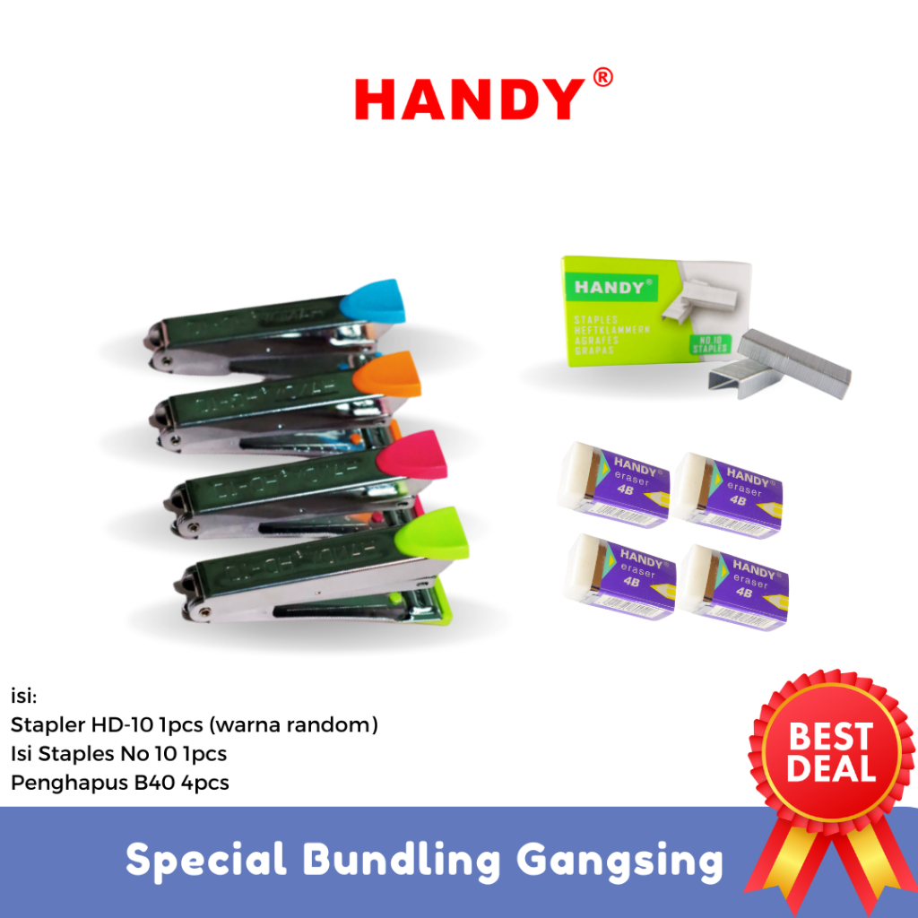 

Paket Pemadam Gasing Penghapus B40 4 Pcs + Isi Staples + Stapler HANDY