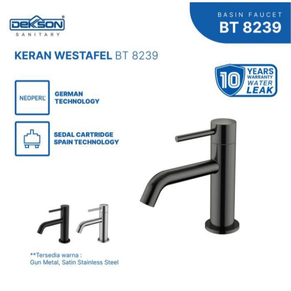 Keran/Kran/Wastafel/Basin Tap/Dekson/Dekkson/BT 8239 M/Gun Metal/Silver/SSS/Black/Hitam