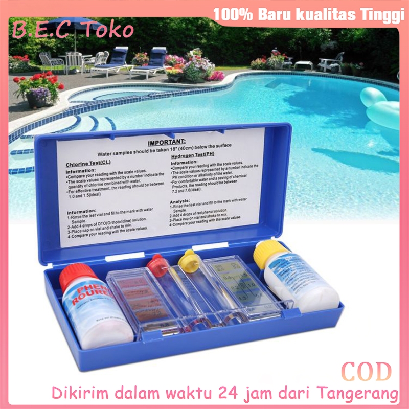 Kit Uji Air Klorin PH Kolam Renang / Alat Uji PH Kolam / Water PH Test Kit / Kit Uji PH Air