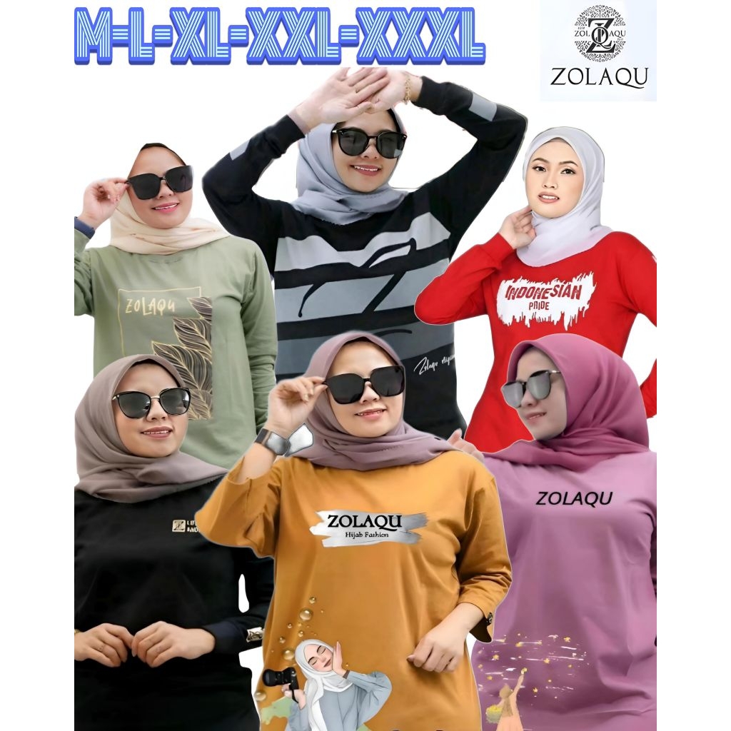 Zolaqu original terbaru Koas atasan wanita premium bahan katun Combed 24s lembut nyaman di pakai kao