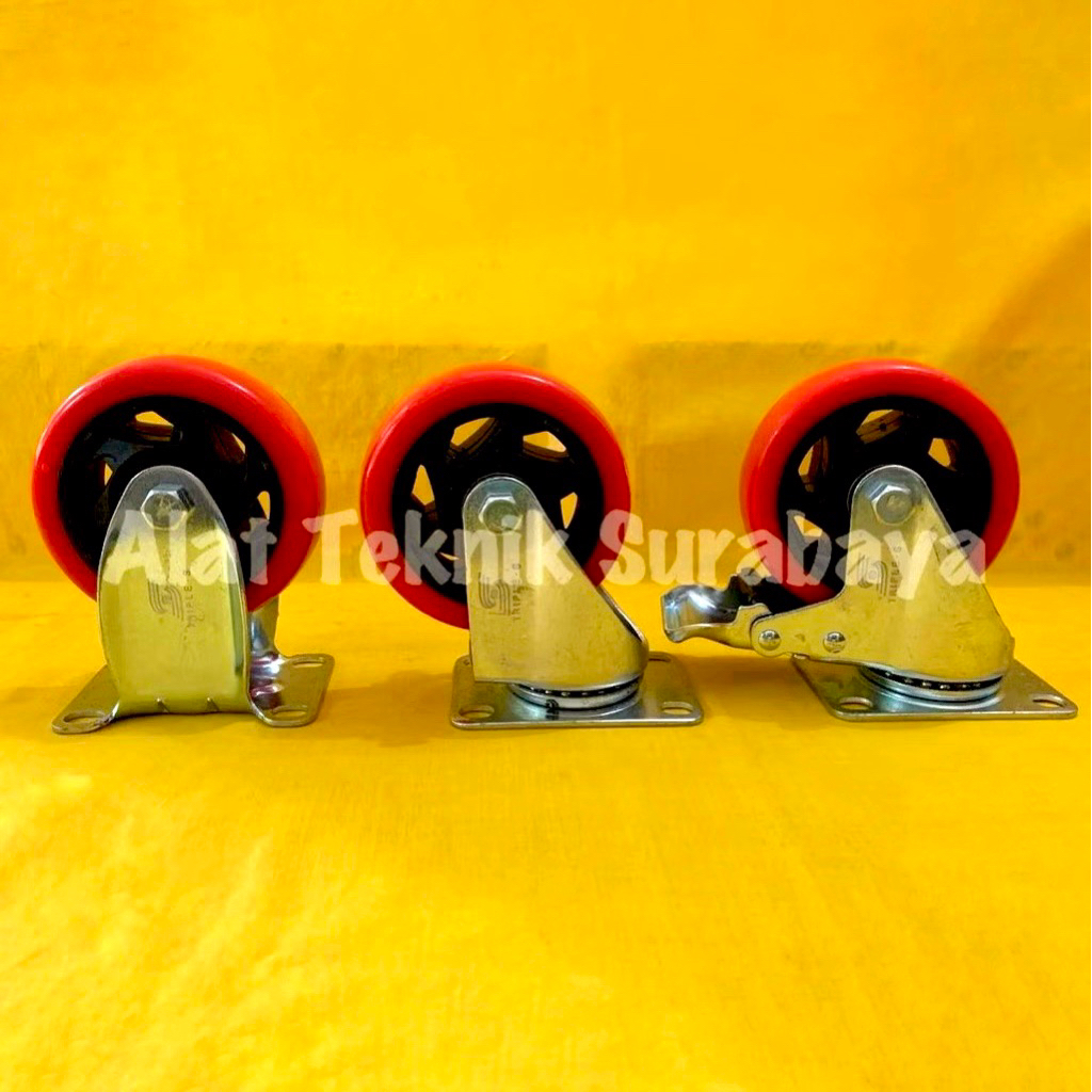 RODA PVC TRIPLE S 4" 5" INCH HIDUP MATI REM DOUBLE BEARING BEARINGS TROLLEY TROLI WHEEL KARET GEROBA