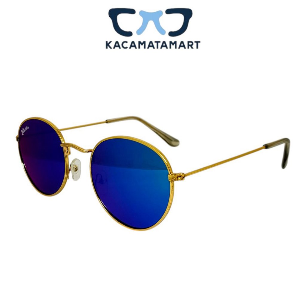 Kacamata Korea Frame Bulat Sunglasses Anti UV Lensa Gradasi Miror Multicolor Anti Silau - LS155T
