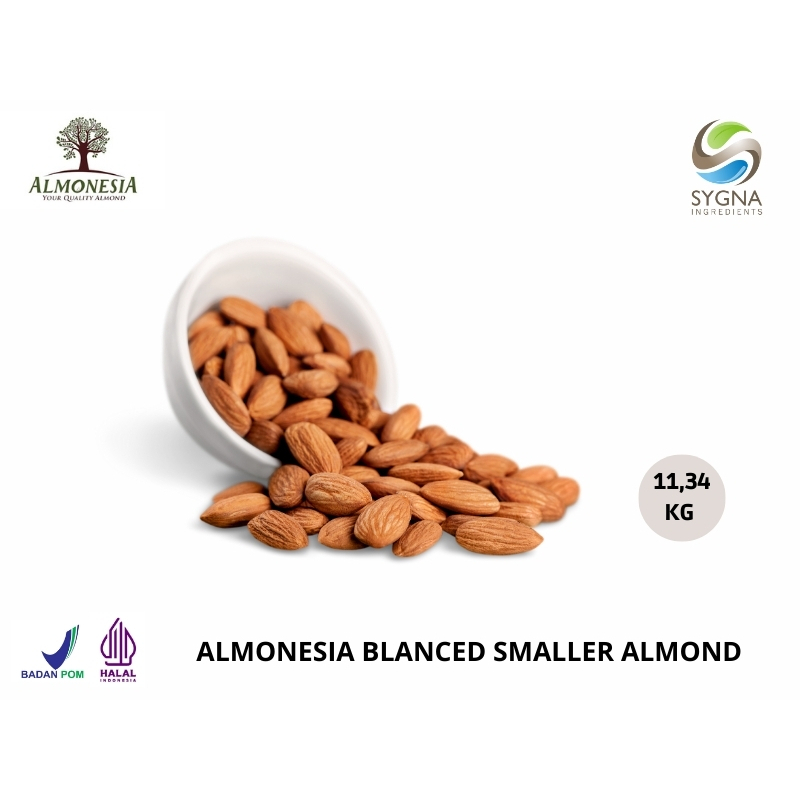 

Almonesia Blanced Smaller Almond 11.34 Kg (25 Lbs) | (Almond Utuh/Almond Mentah/Topping Almond)