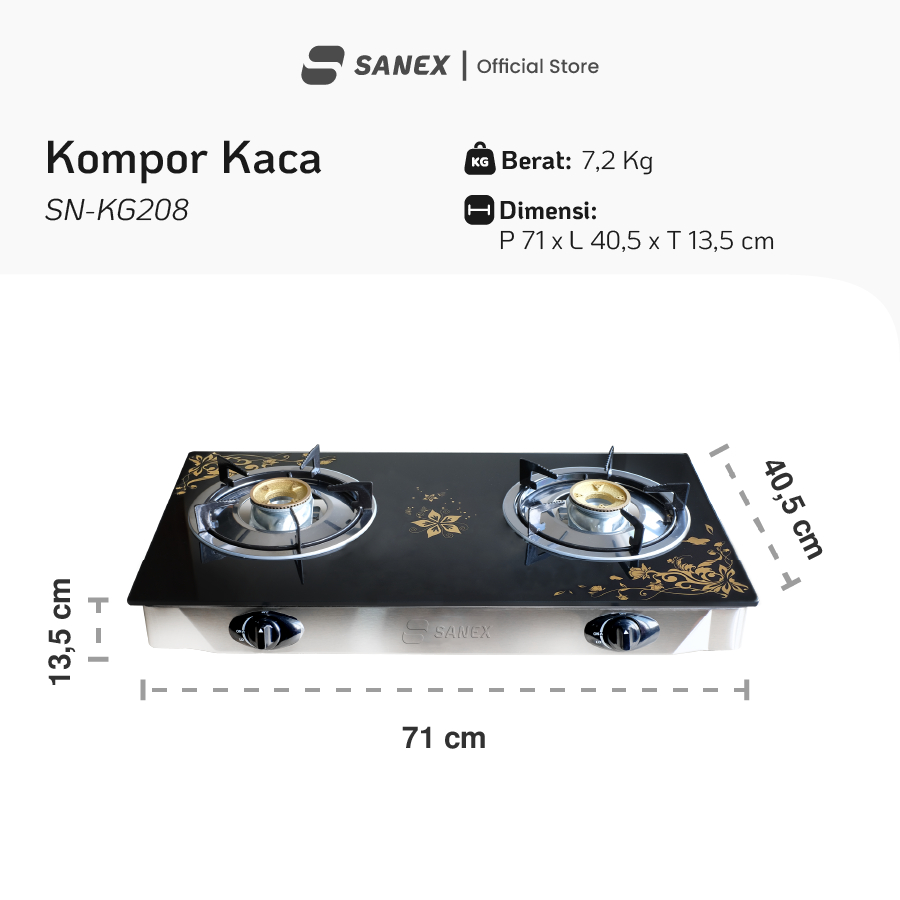 Sanex Kompor Gas Kaca 2 Tungku Butterfly Series Sn-Kg208 Pasti Promo