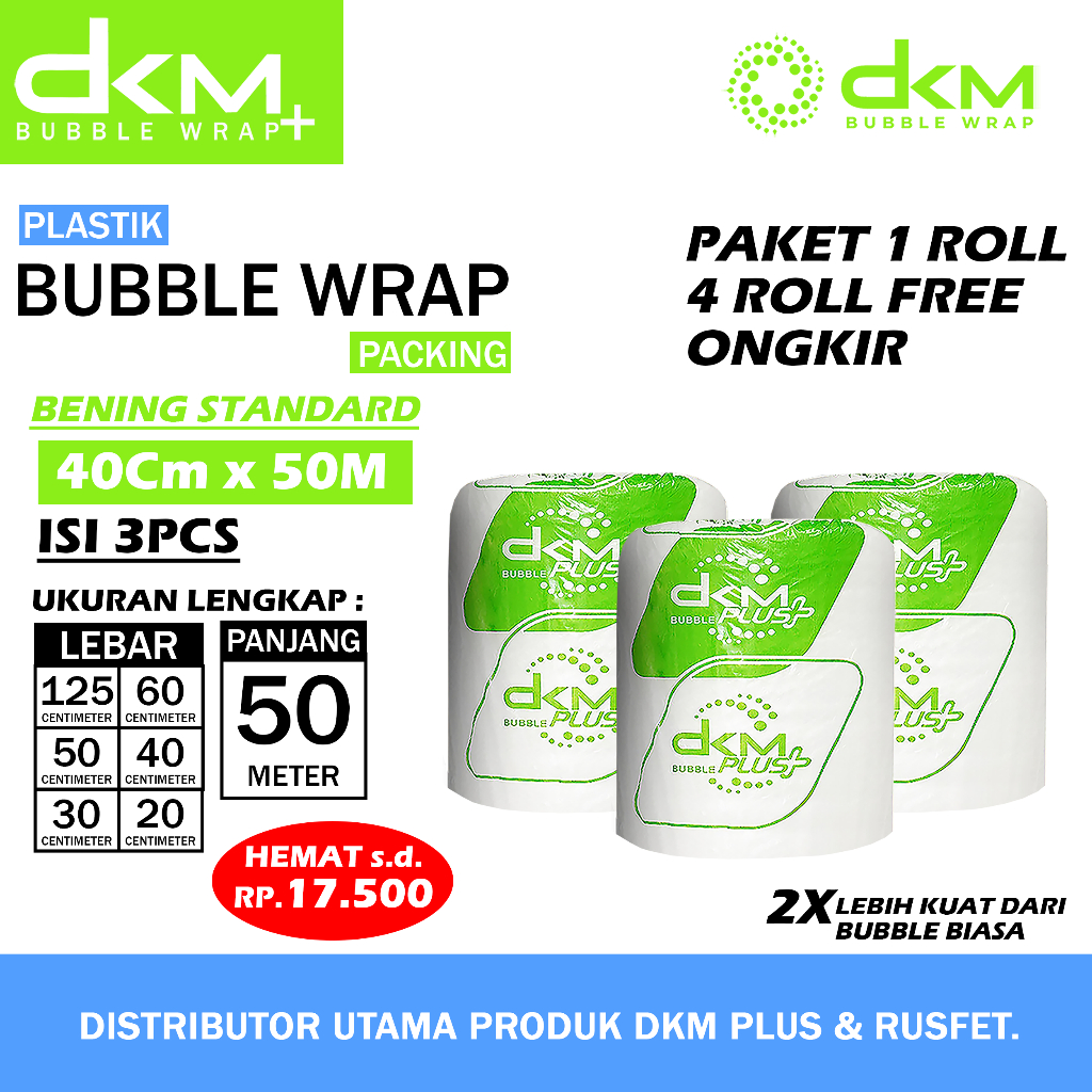 

Plastik Bubble Wrap Roll 40 X 50 Meter Dkm Plus Bubblewrap 125 X 50 Meter Paket 1 Roll