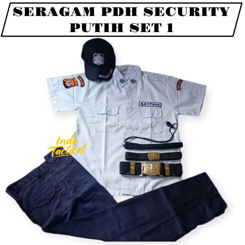 SERAGAM PDH SATPAM, SERAGAM PDH PUTIH SECURITY SETELAN SECURITY BIRU PUTIH SETELAN SATPAM TERLARIS