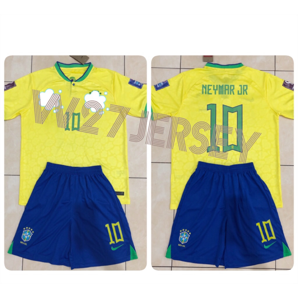 JERSEY + SHORTS BRAZIL HOME 2022 name player Neymar Jr + Patch