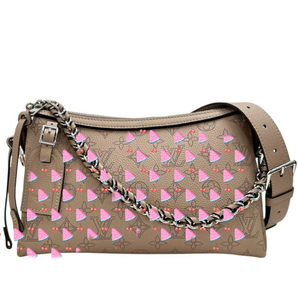 Tas Bahu Wanita Kulit Asli Mahina Calfskin Grained MONOGRAM 3LV1 SELEMPANG PREMIUM