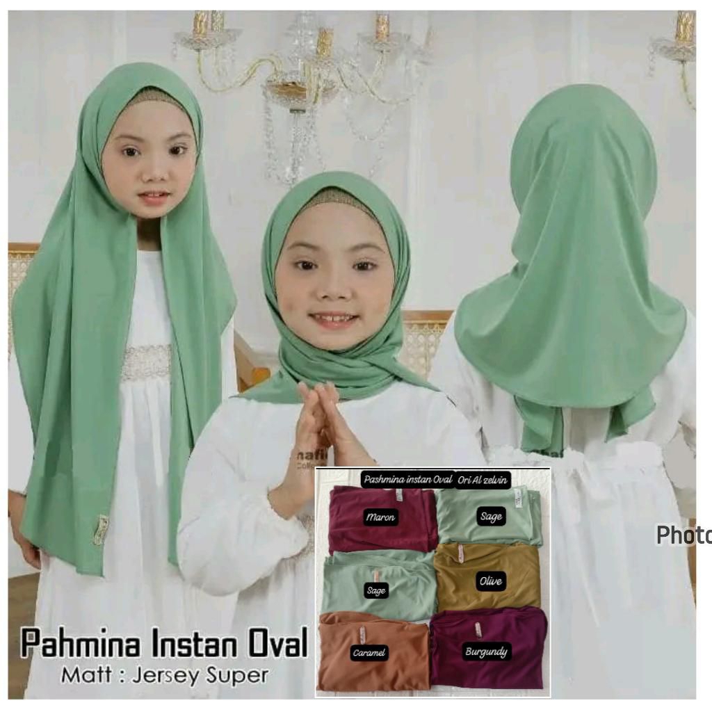 Hijab pashmina instan anak oval