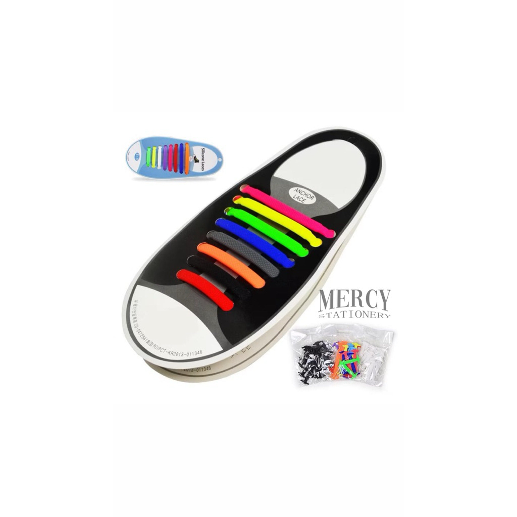 Tali Sepatu Silikon Anak Dewasa Elastis Warna