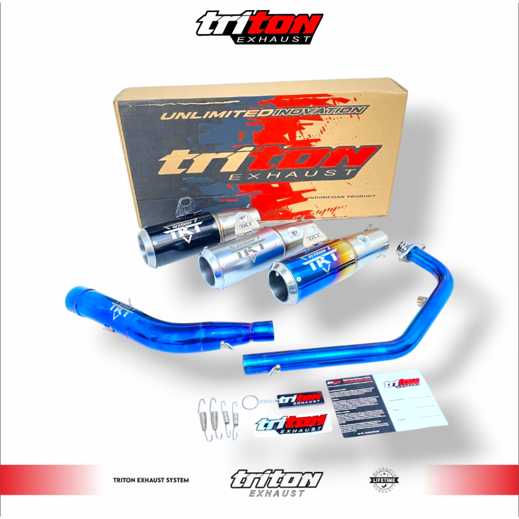 Knalpot Racing CB150R, CBR 150R, R15, GSX 150, Vixion Triton Exhaust type GT-5 Header Full Bluemoon