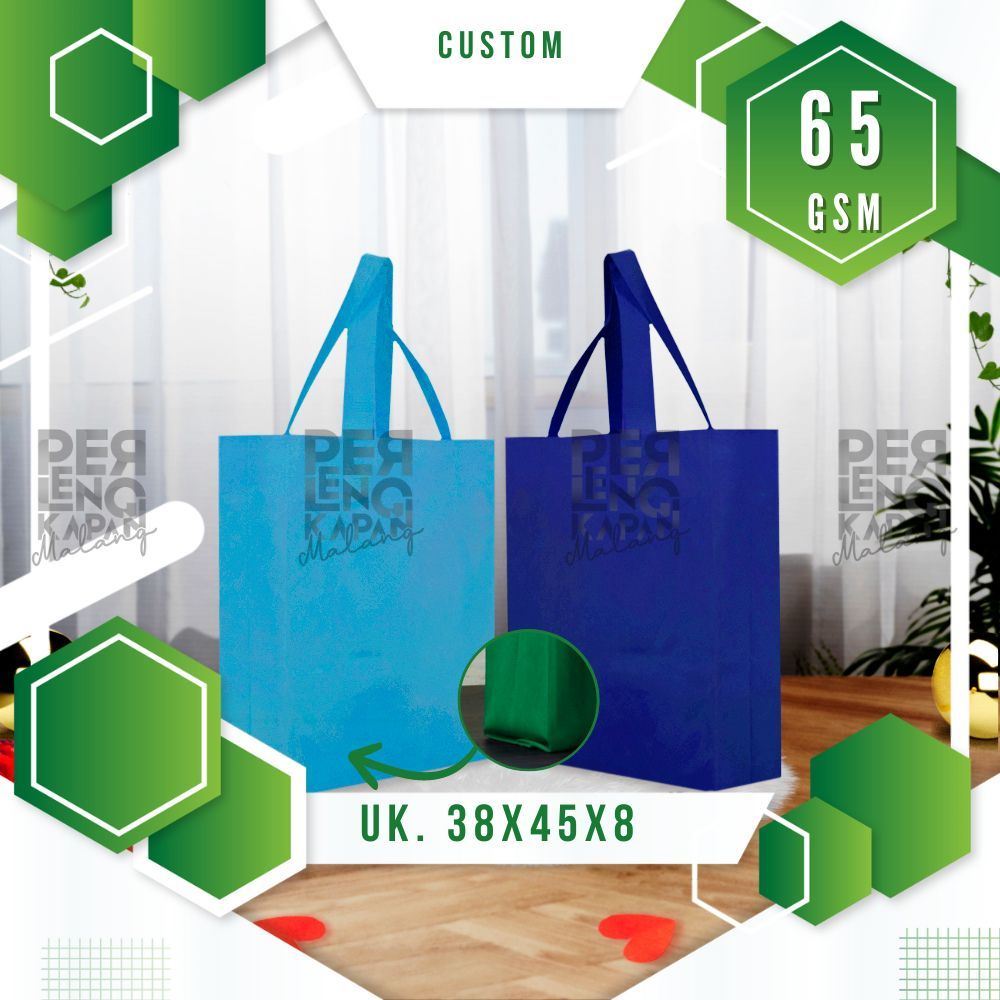 

HLS CUSTOM 65GSM Tas Spundbond Goodie Bag Laken Handle Ukuran 38x45x8 CM Tebal