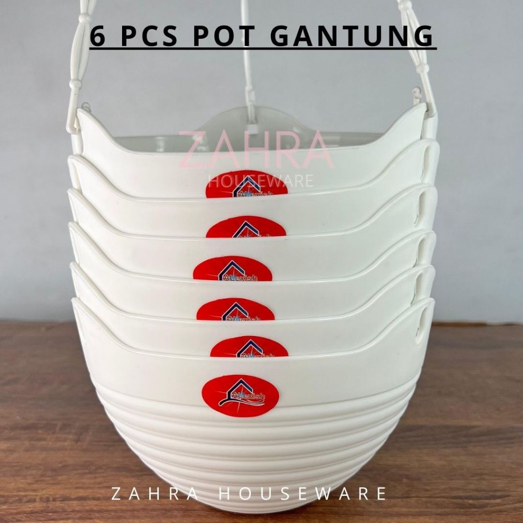 Pot Gantung 20 CM Pot Gantung LILY ALEXISH Putih Pot Bunga Tanaman Hias Gantung