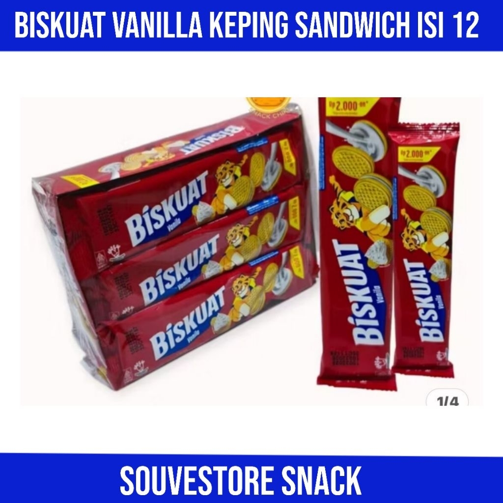 

Biskuat Vanilla Keping isi 12pc Sandiwch Vanilla biskuit dari Biskuat