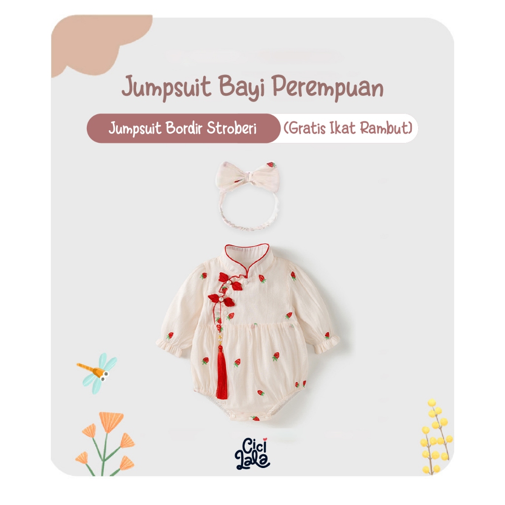 CICILALA - Baju Bayi Musim Gugur Gaya Cina | bodysuit bayi perempuan | cheongsam jumpsuit