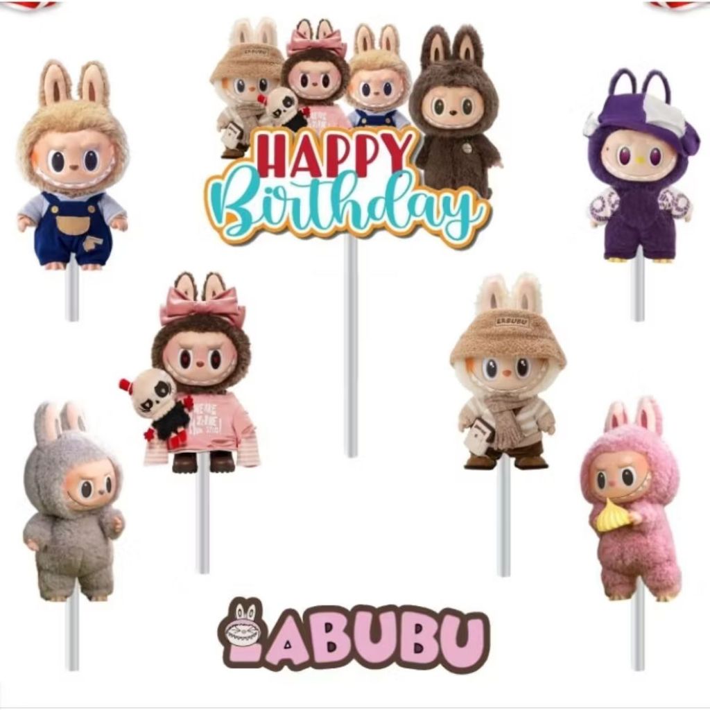 Labubu topper kue labubu / topper cake / happy birthday labubu / topper karakter labubu