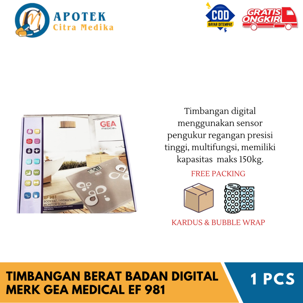 TIMBANGAN BADAN DIGITAL BERAT BADAN - (MERK GEA MEDICAL EF 981 SENSOR PRESISI TINGGI)