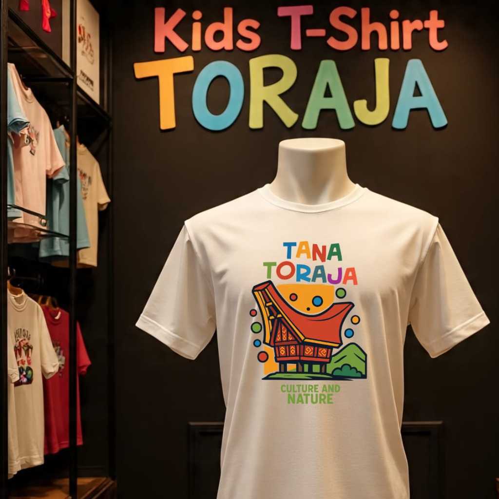 Kaos Anak Toraja Destinasi Wisata Alam Budaya Populer Indonesia - Kaos Cowo Cewe Bahan Tebal Combed 