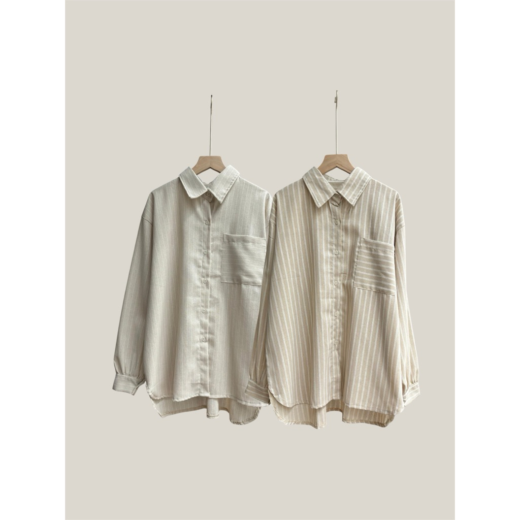 Lena Stripe Shirt || Atasan Wanita || Atasan Kemeja || Kemeja Stripe