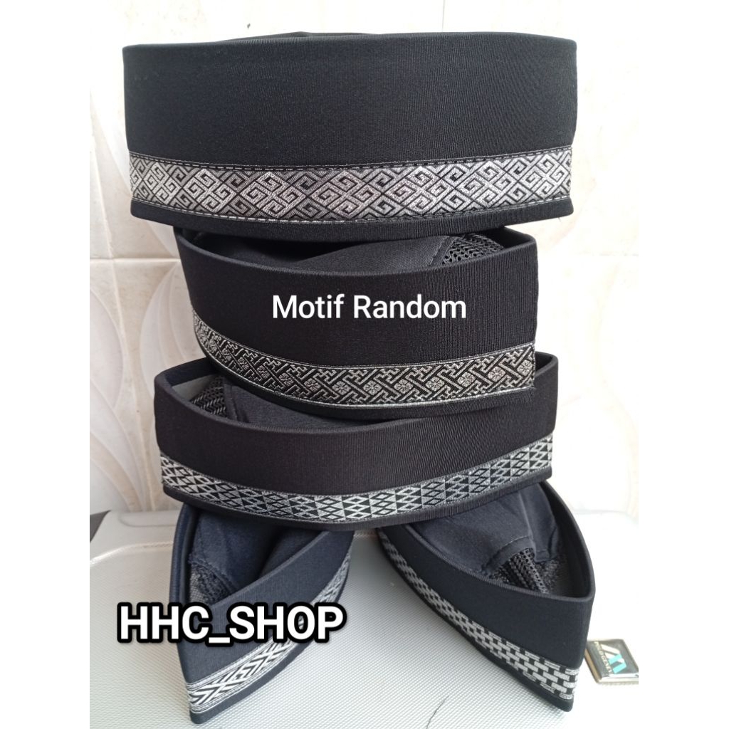 Peci,Kopiah Dewasa dan Anak-anak Warna Hitam Motif Pita Silver,Peci BHT Pita Silver, Peci,Kipiah Bua